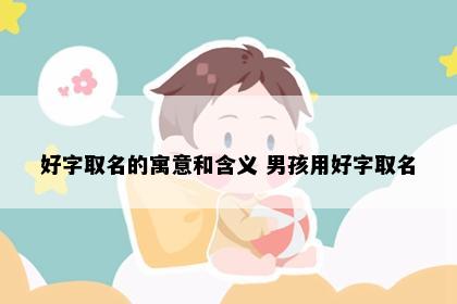 好字取名的寓意和含义 男孩用好字取名