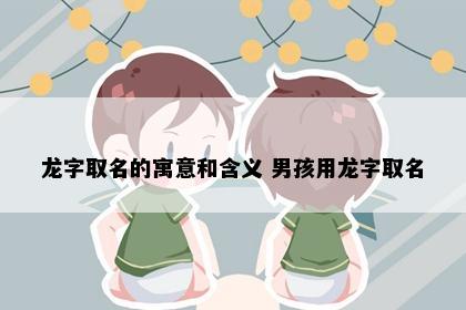龙字取名的寓意和含义 男孩用龙字取名